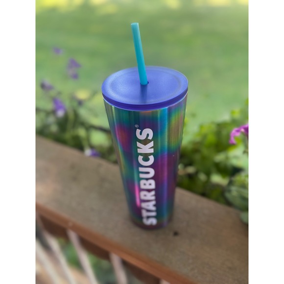 Starbucks Iridescent Tumbler with Straw Cold Cup Rainbow 24 oz - Picture 3 of 4